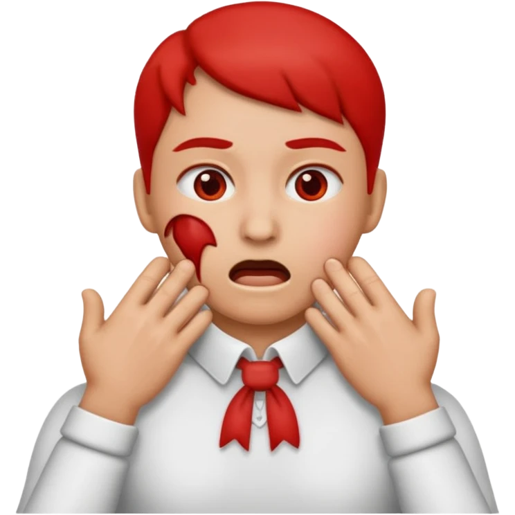 an emoji with its hands on its neck pretending to choke itself out emoji