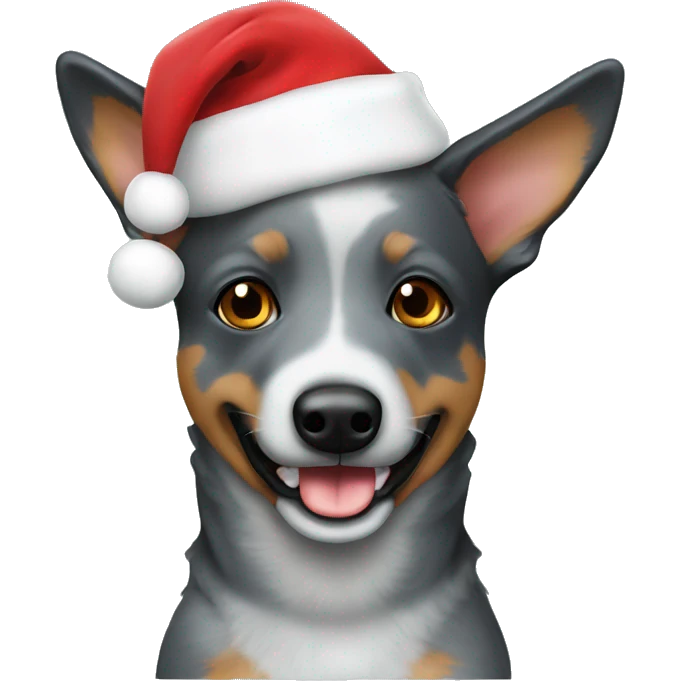 blue heeler with a santa hat on  emoji