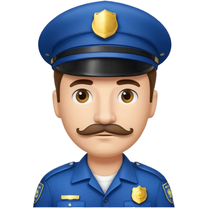 Male police officer wearing white cap, mustache, realistic portrait emoji