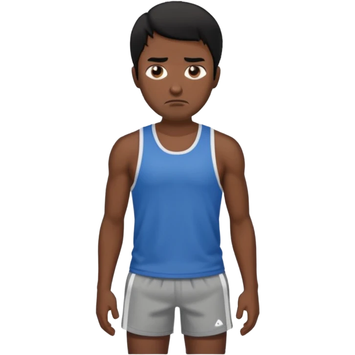mach mir einen fitness typen der männlichist  mit schwarzen haaren der unglücklich ist emoji