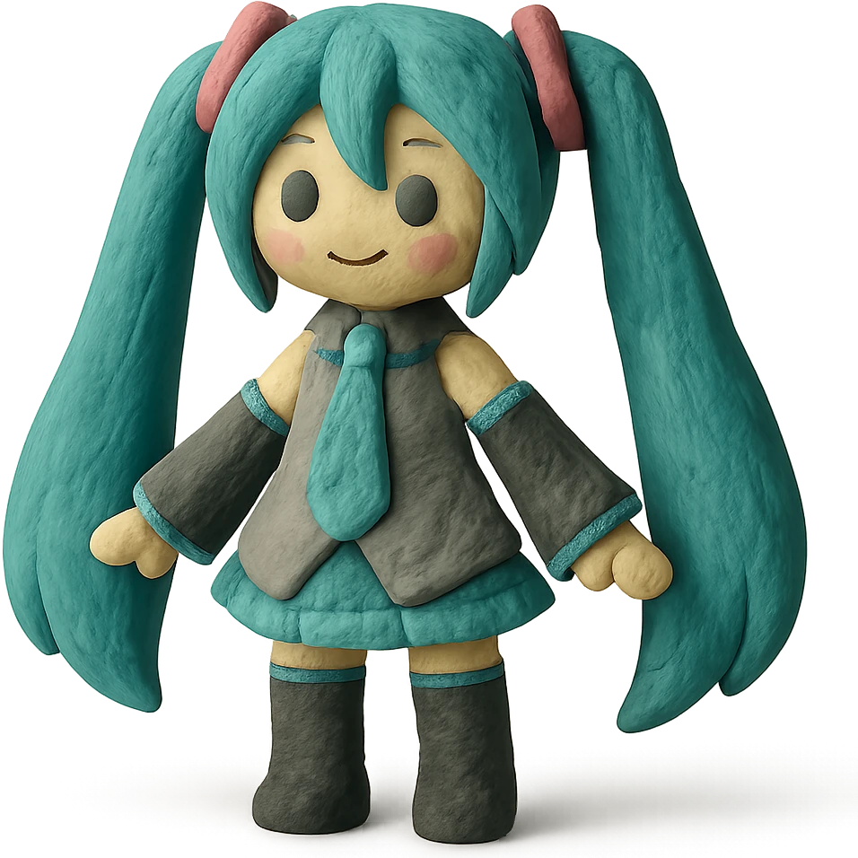 claymation style Hatsune Miku emoji