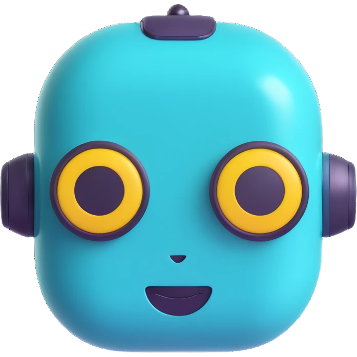 robot head, teal color, shiny, rounded, 3D emoji style emoji