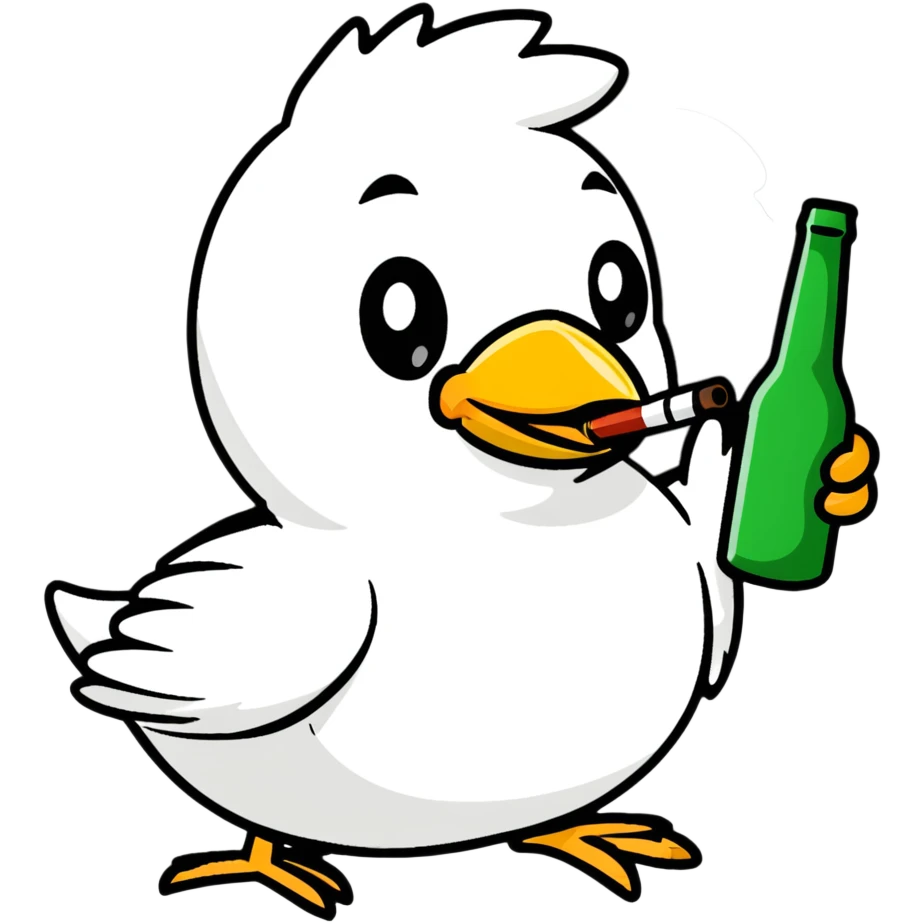 Angry bird whit a cigarette and a beer emoji