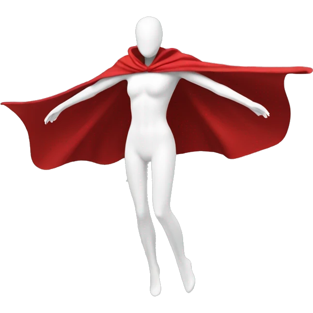 faceless white mannequin flying red cape without hood emoji