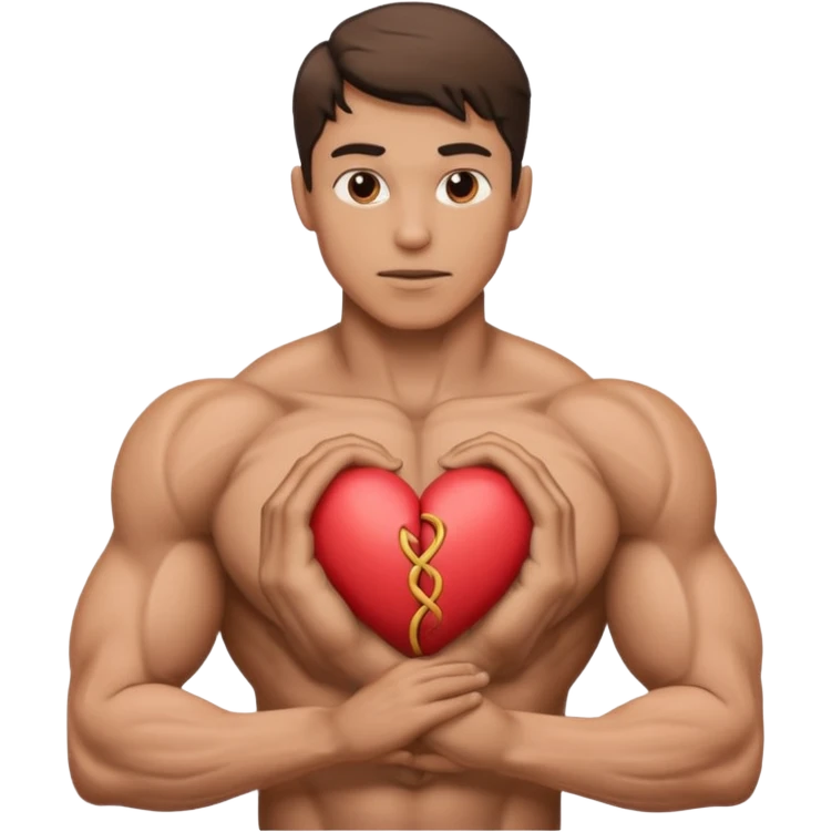 man with his body twisted into a heart emoji