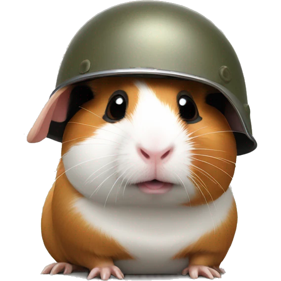 traumatised guinea pig with soldier helmet slightly askewasque emoji