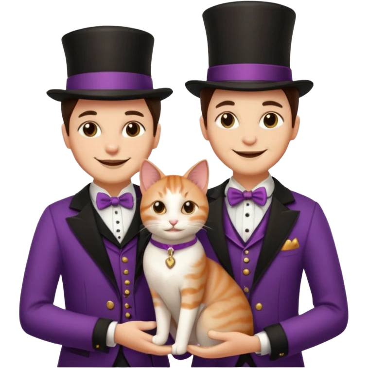 magician couple and their pet cat emoji