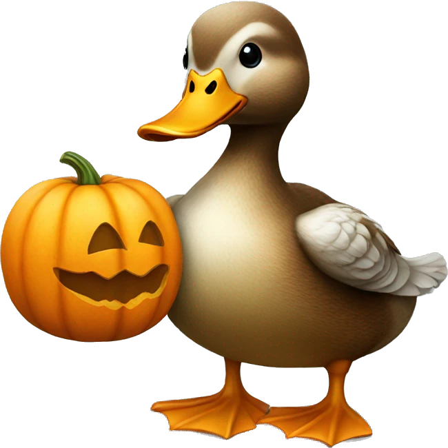 Duck holding pumpkin emoji