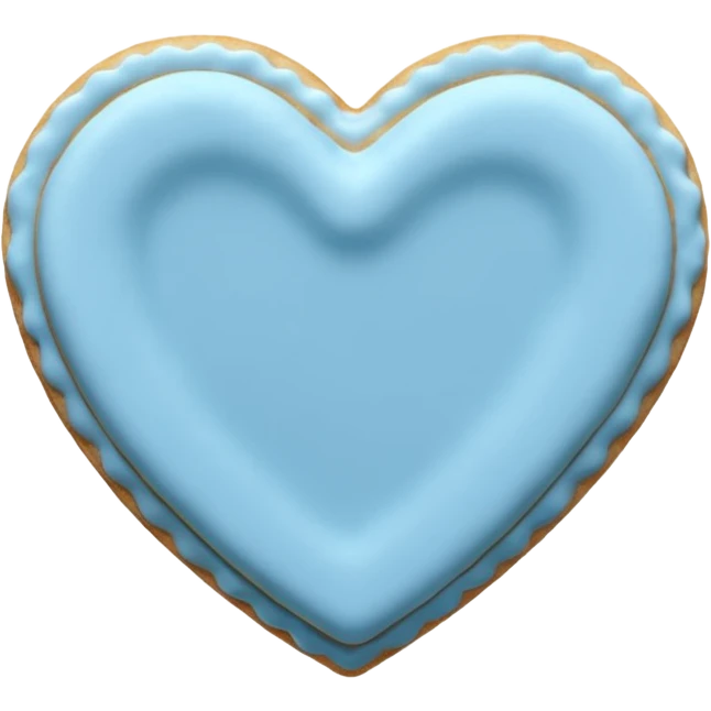 Realistic shortbread cookie in the shape of a heart with pastel blue emoji