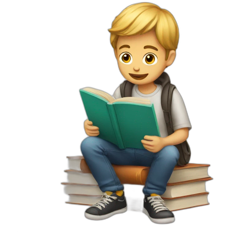 Boy read book emoji