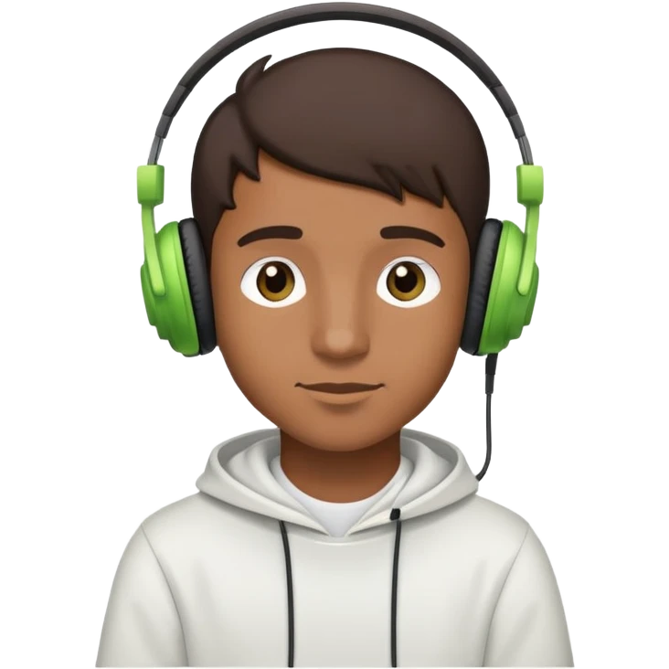 brown boy listening to music with headphones on Spotify emoji