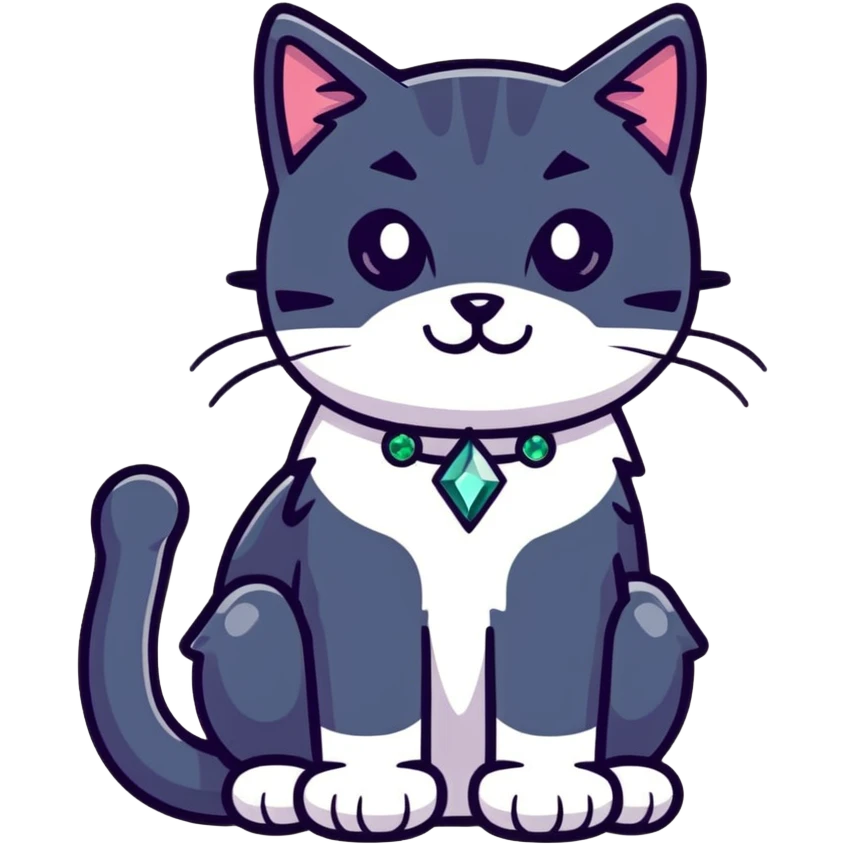 cartoon sticker of a cat with gemstone fur emoji