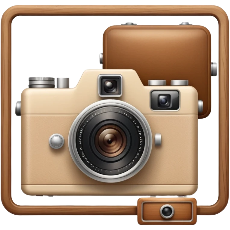 A beige camera and a photo frame next to it emoji