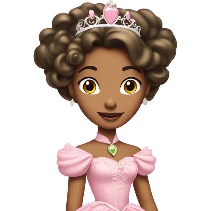 Princess Tiana wearing a pink rococo dress with a pink tiara emoji