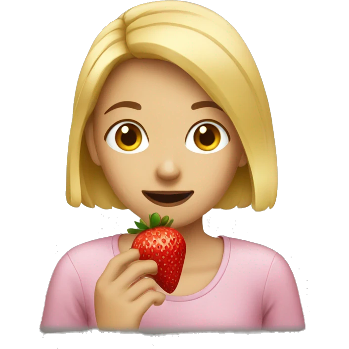 A girl eating strawberries  emoji