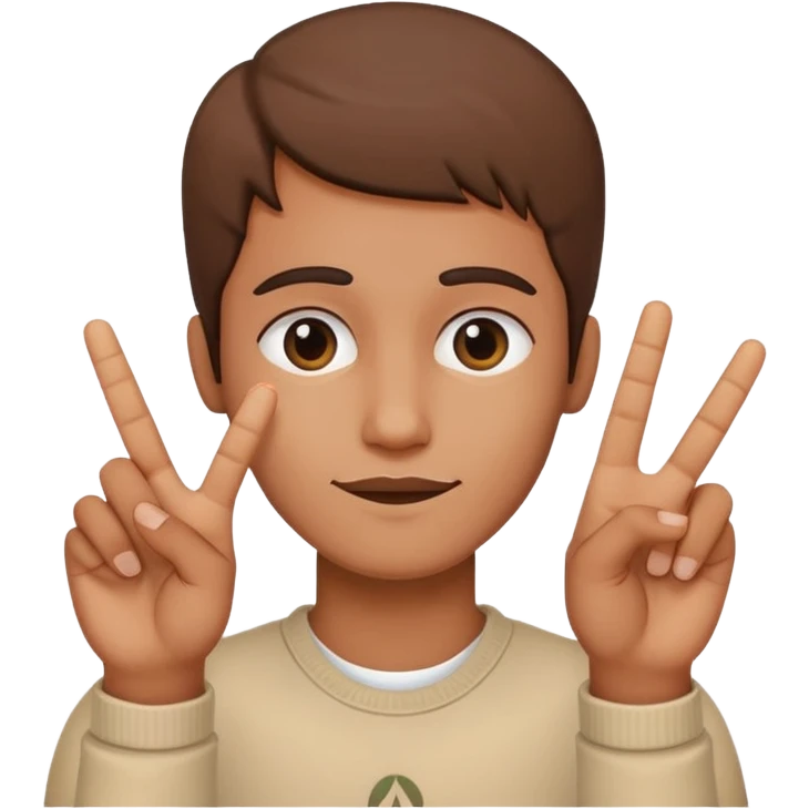 Upside down fingers peace emoji