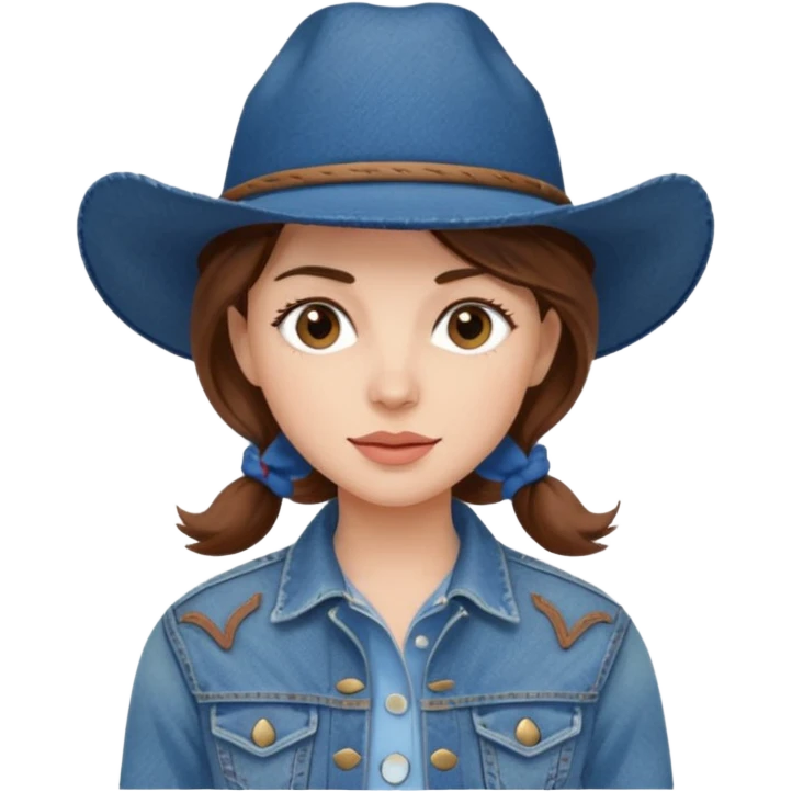Cowgirl with denim jacket and blue hat emoji