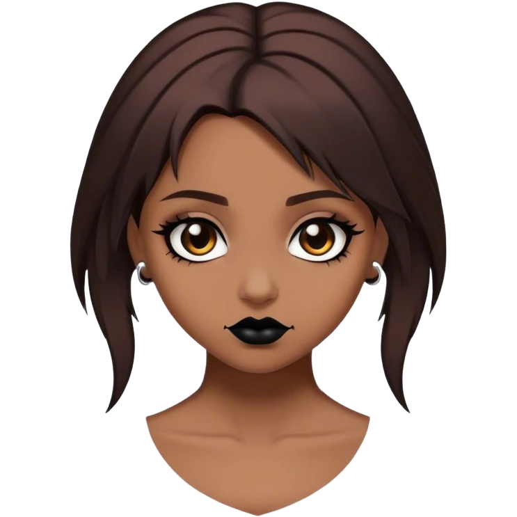 Brown girl brown hair goth emoji