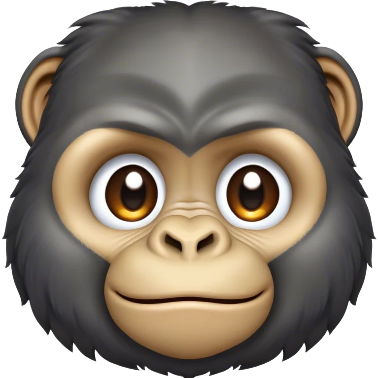 Cinematic Cute Gorilla Portrait Emoji, Head tilted playfully and inquisitively, with a robust, endearingly soft face accented by tender fur and round, sparkling eyes full of warmth, Simplified yet irresistibly adorable features, highly detailed, glowing with a warm, friendly jungle glow, high shine, affectionate and lively, stylized with a touch of whimsical charm, soft glowing outline, capturing the essence of a mischievous yet loving gorilla that feels like it could lumber out of the screen into your arms! emoji