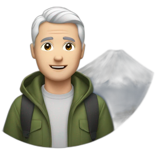 A white man in front of fuji mountain emoji