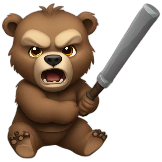 angry baby Grizzly using tonfa emoji