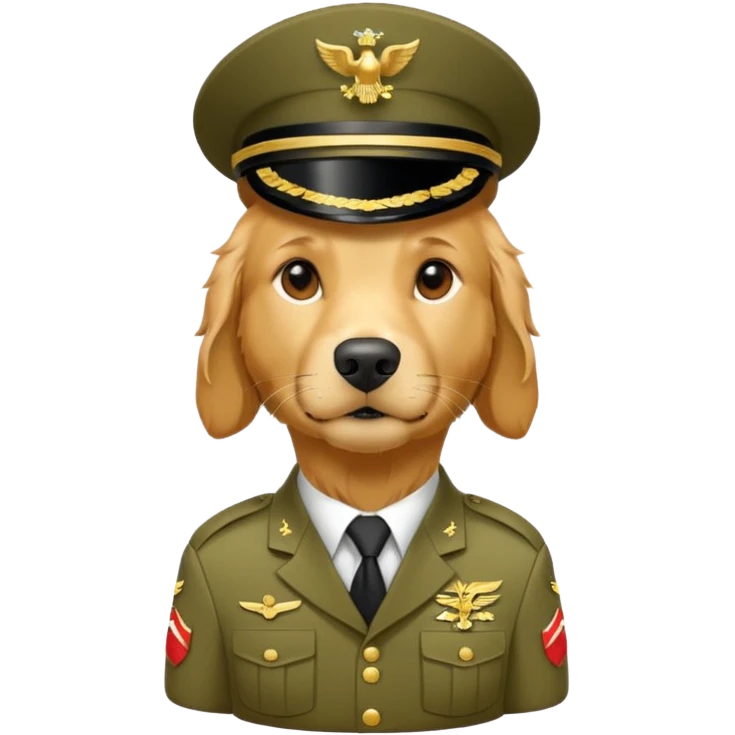 A golden retriever in the army emoji