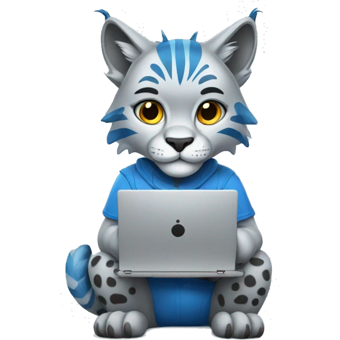 A blue lynx with a laptop emoji
