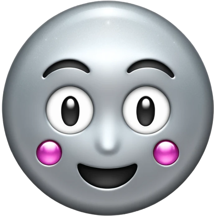 Silver chrome sparkle emoji, iOS emoji style, minimal shape, glossy metallic shine, clean background, smooth lighting emoji