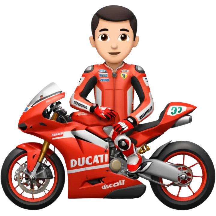 Un emoji de moto gp dé Ducati Marc Márquez pero con la moto del 2025 y el número del piloto es el 93 emoji