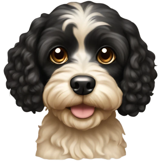 Black and cream cavapoo emoji