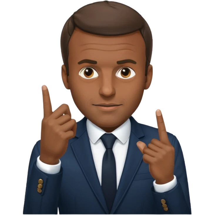 Emmanuel Macron qui fait un 🖕🏿 emoji