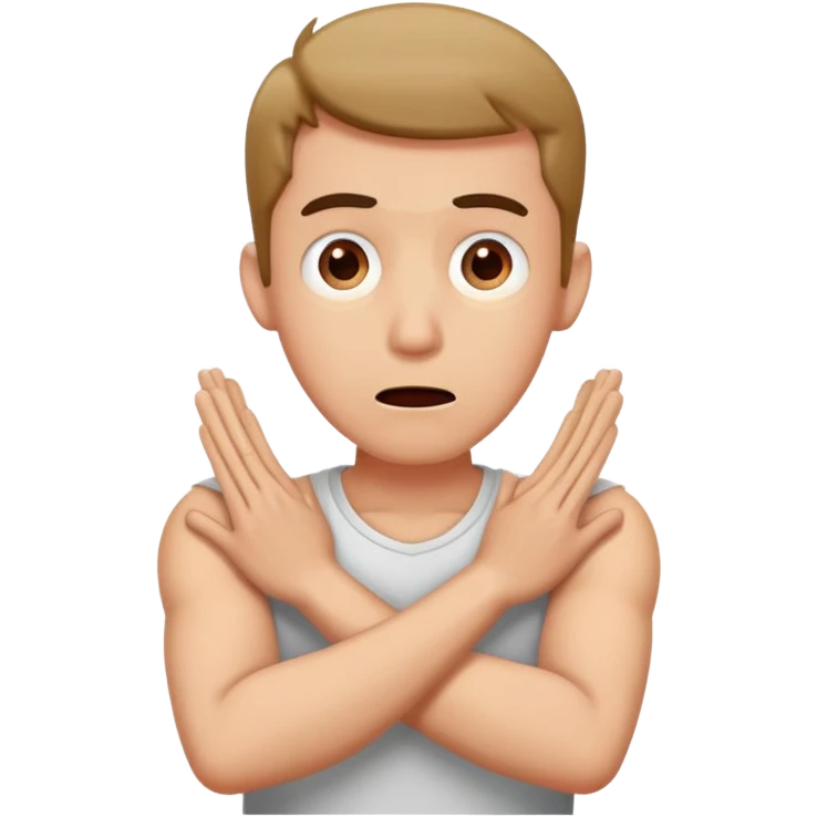 arms crossed around neck with shocked face guy emoji