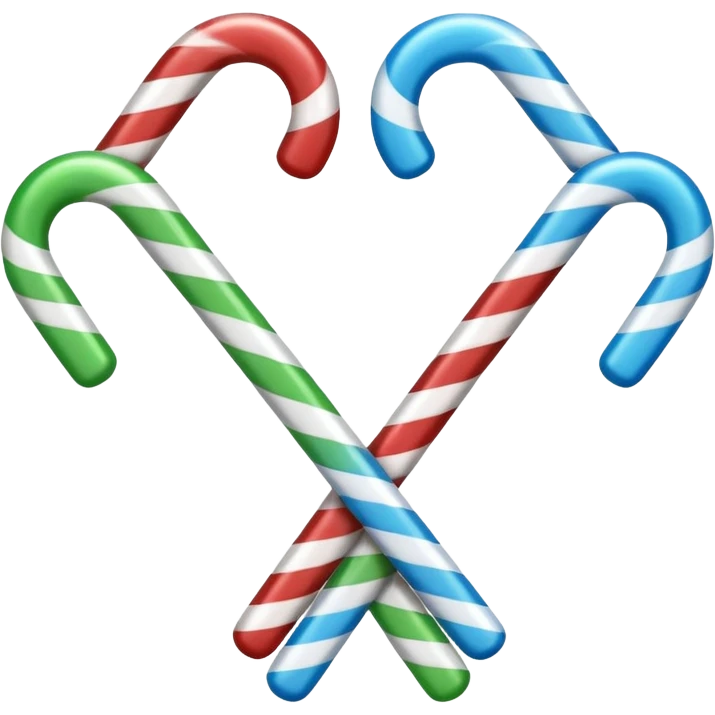dual candy canes crossed together like swords striped with blue instead of red emoji
