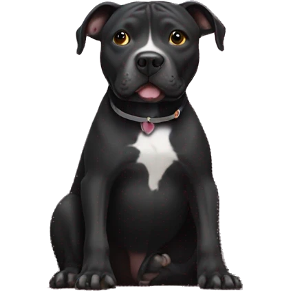 Black pit bull sitting on a chair  emoji