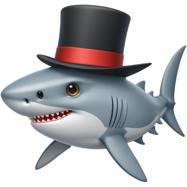 Shark with a top hat emoji