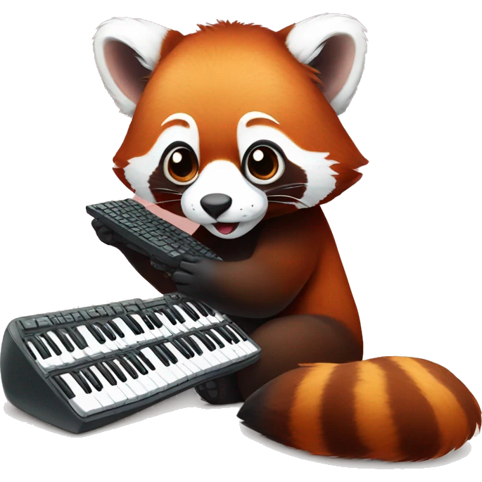 red panda playing  with keyboard and mouse emoji