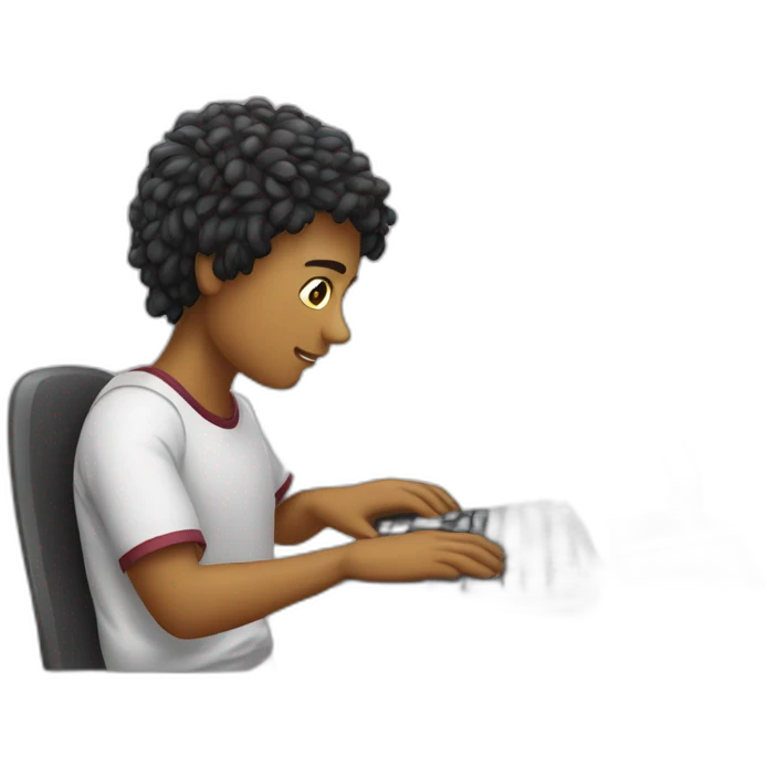 student typing on computer emoji