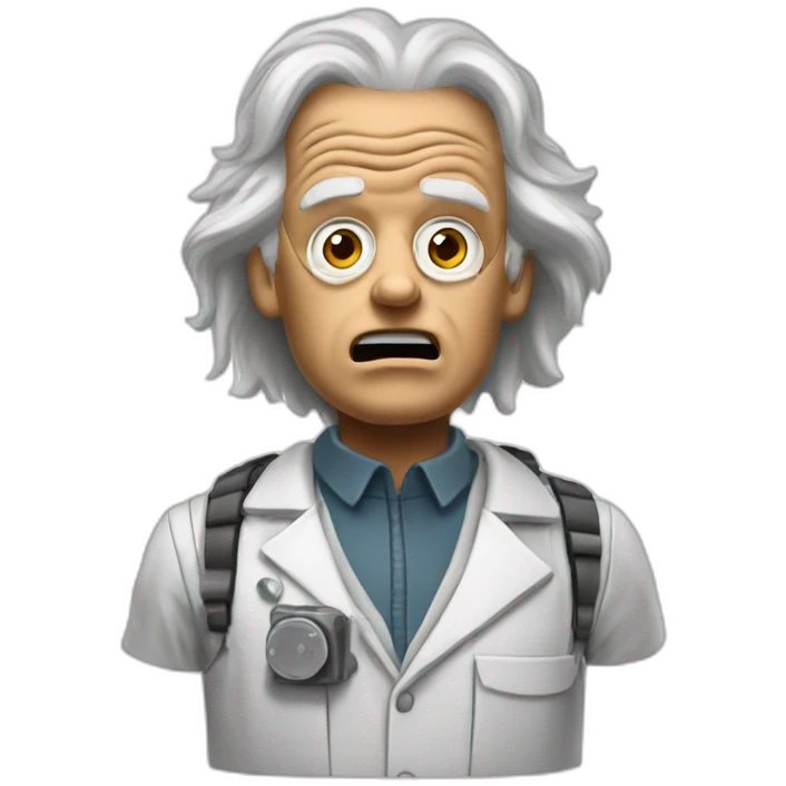 Doc brown from back to the future looking surprised wearing facemask emoji