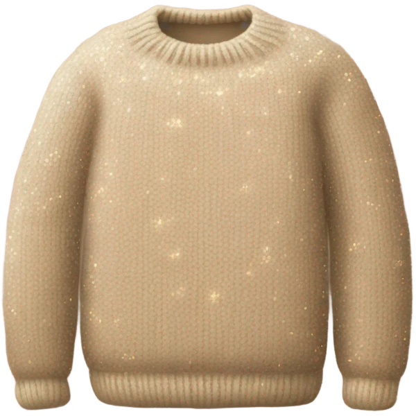 cozy knitted beige sweater with a glitter design emoji