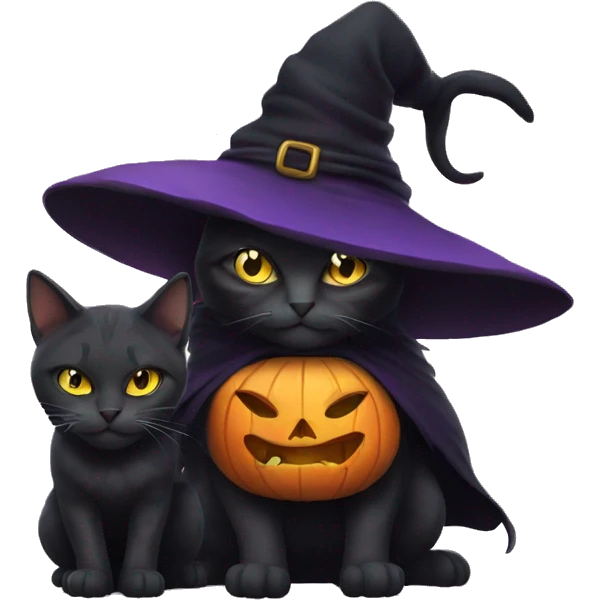 witch cat with the witch emoji