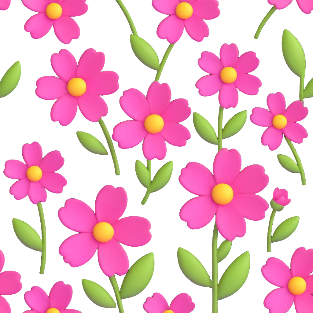 pink flowers, 3d style emoji