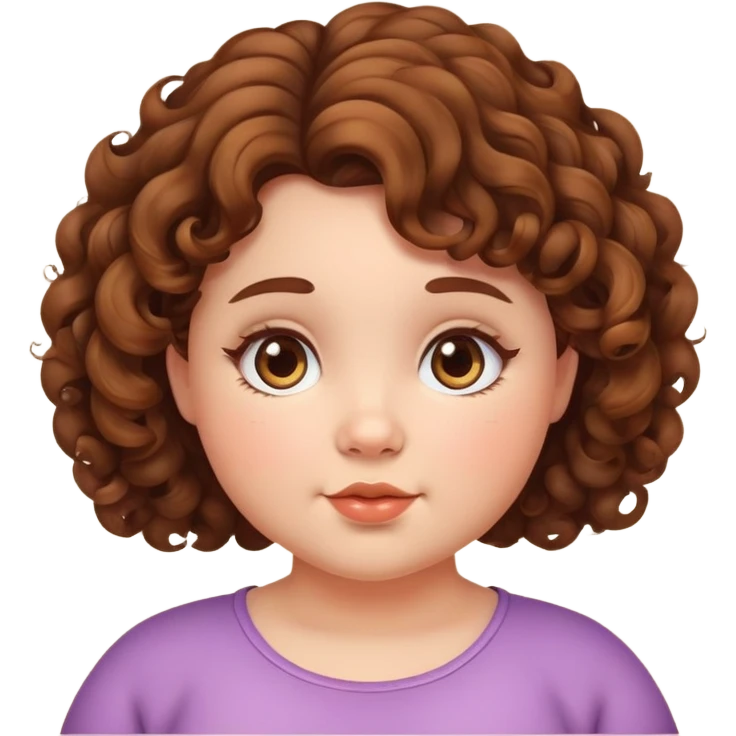 A girl with a curly brown hair and chubby cute cheeks  emoji