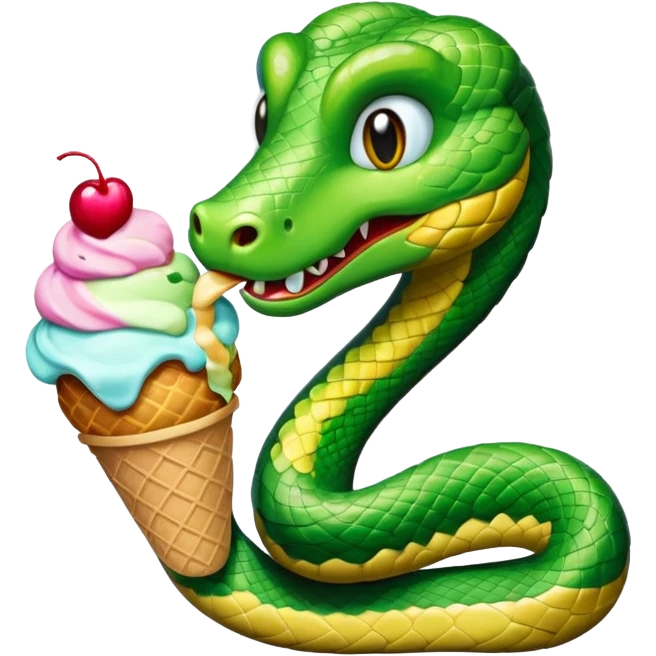 dondurma yiyen yılan emoji