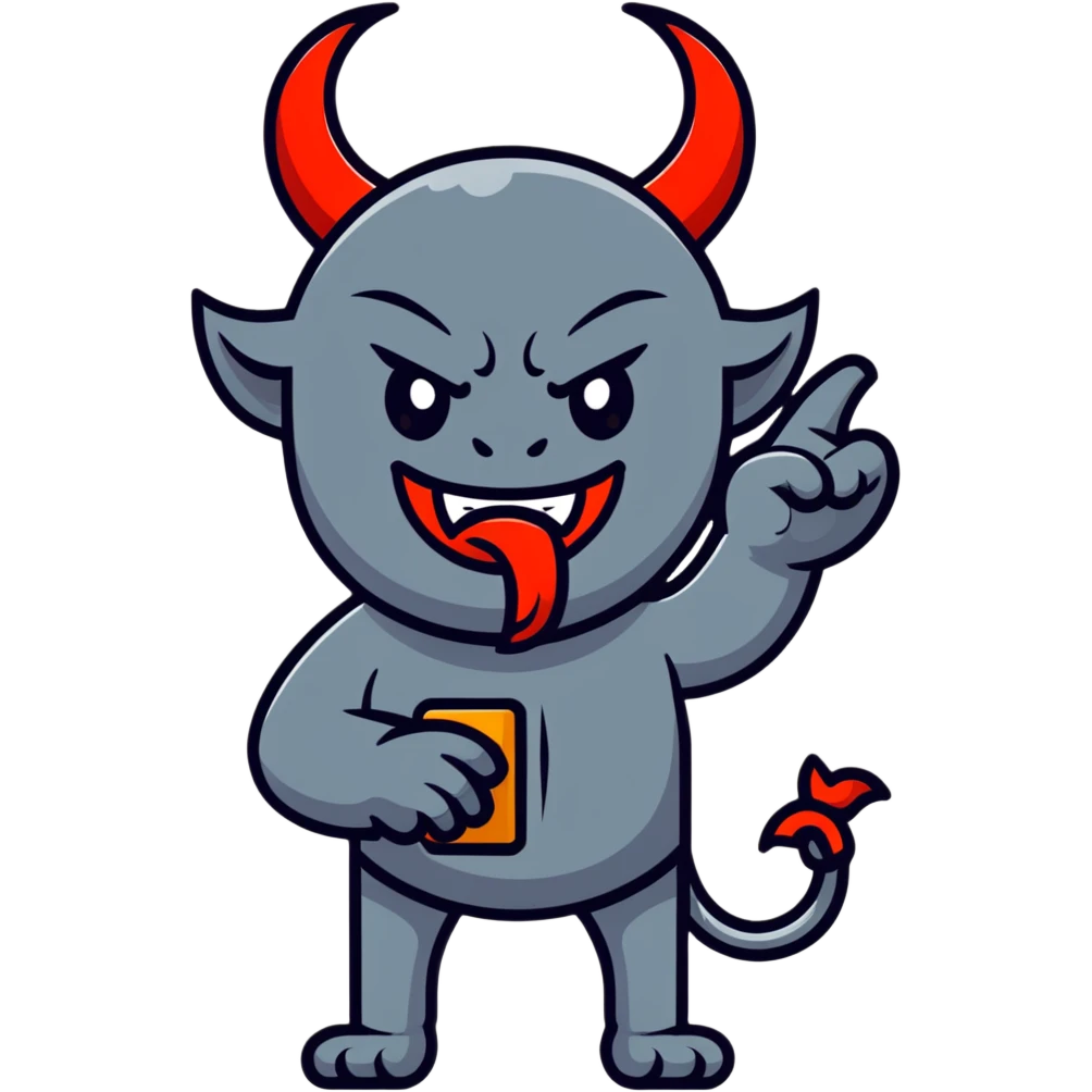 devil making a be quiet gesture emoji