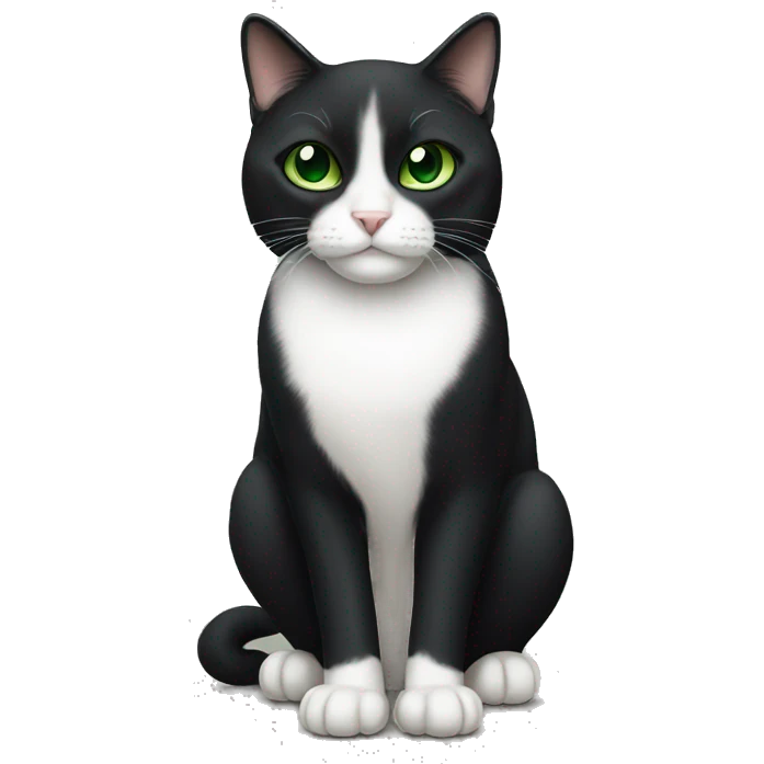 tuxedo cat with green eyes emoji
