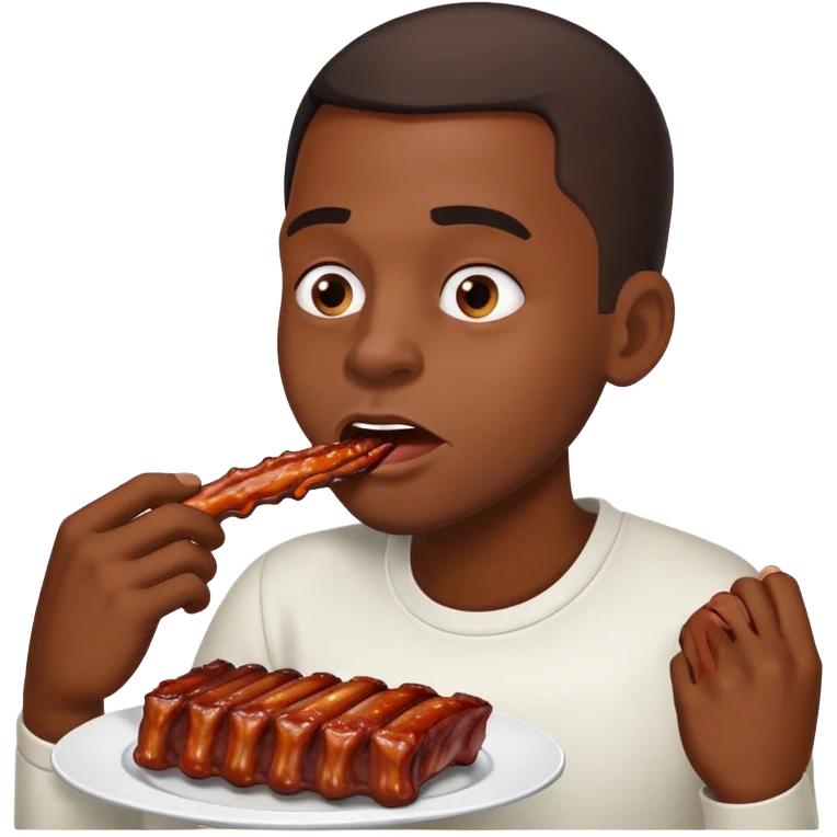 Black man eating ribs emoji