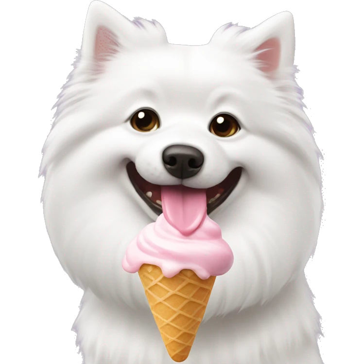 japanese spitz dog eating icecream emoji