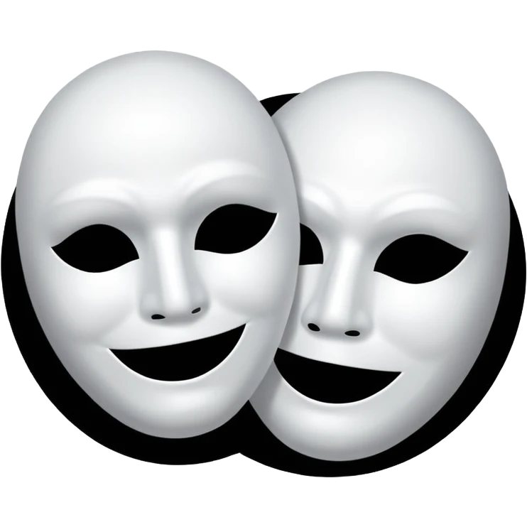 color white Two mask that is circling one is happy the other is sad emoji