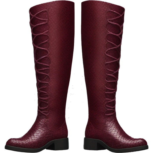 burgundy long boots with no face and a snake skin material  emoji