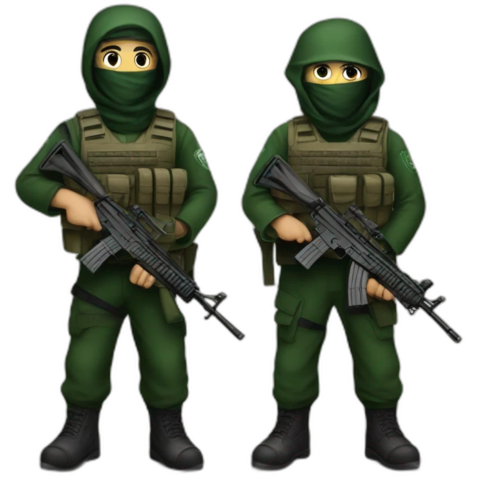 hamas and israeli fighters with rifles emoji